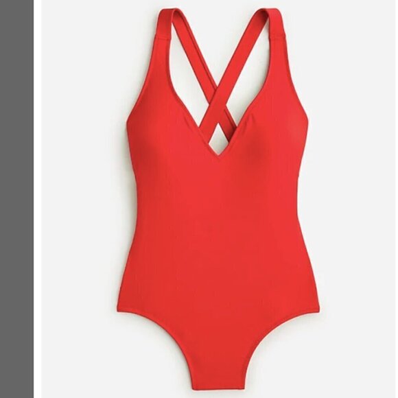 J. Crew Other - J. Crew High Support Cross Back One Piece Swim Suit Red Size 10 NWT
